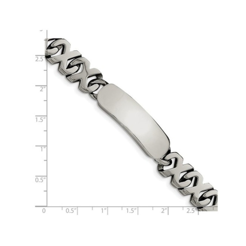 Polished ID Bracelet in Infinity Link Stainless Steel 8.25 Inches