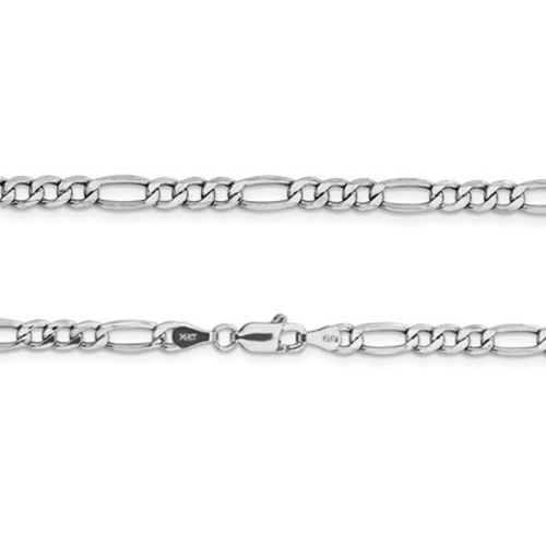 Figaro Chain Bracelet in 14K White Gold 7 Inches