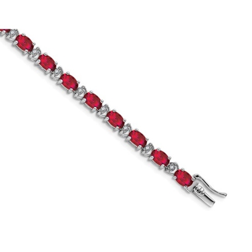10.80 Carat Lab-Created Ruby Bracelet in 14K White Gold