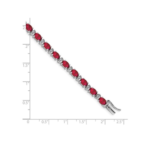 10.80 Carat Lab-Created Ruby Bracelet in 14K White Gold