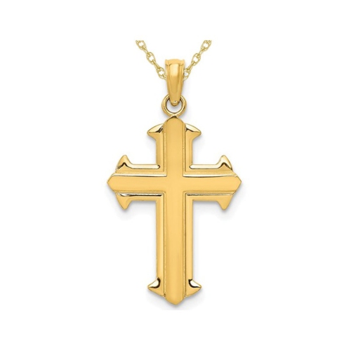 GEM AND HARMONY  14K Gold Cross Pendant Necklace With Chain In Yellow