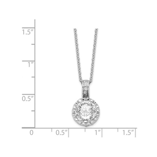 Synthetic Cubic Zirconia (CZ) Solitaire Pendant Necklace in Sterling Silver with Chain