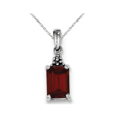 GEM AND HARMONY  Natural Garnet 1.00 Carat (Ctw) Pendant Necklace In Sterling Silver With Chain In Red