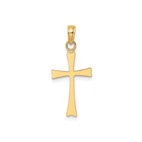 10K Yellow Gold Polished Cross Pendant Necklace with Chain