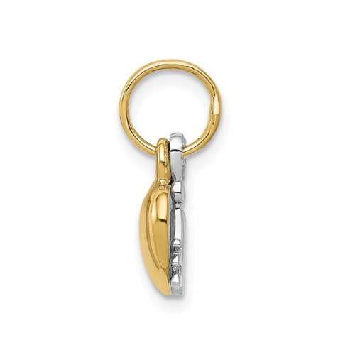 Heart and Key Pendant Necklace in 14K Yellow & White Gold with Chain