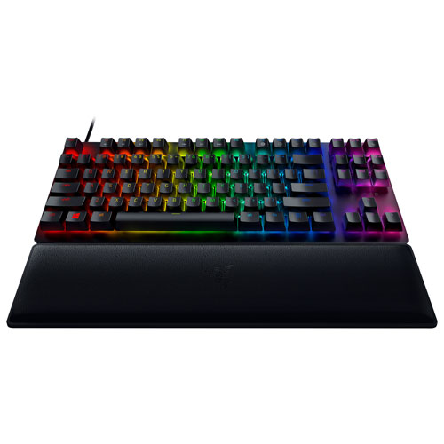 Clavier de jeu sans pavé numérique ergonomique optique rétroéclairé à clic violet Huntsman V2 Razer