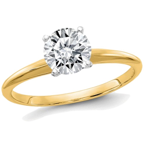 GEM AND HARMONY  1.0 Carat (1.10 Ct.look) Synthetic Moissanite Solitaire Engagement Ring In 14K Gold In Yellow