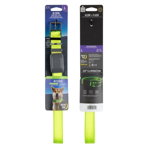 Nite Ize NiteDog Rechargeable LED Collar - L - Lime/Green LED