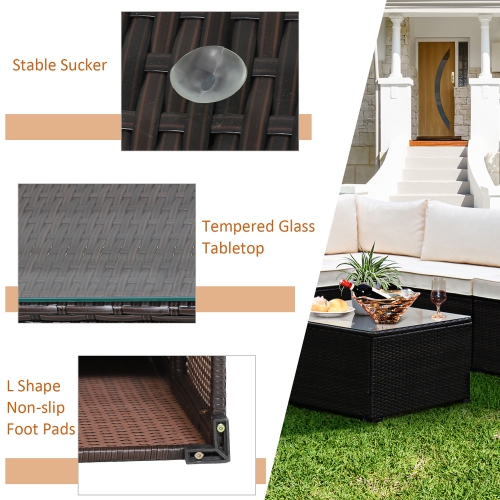 Costway 6PCS Patio Rattan Furniture Set Sectional Cushioned Sofa Deck