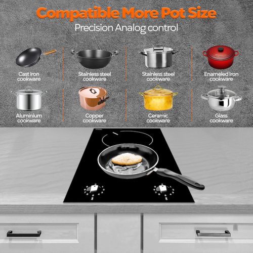 Ramblewood 2 Burner Electric Cooktop, EC2-30, UL rated German EGO burner.