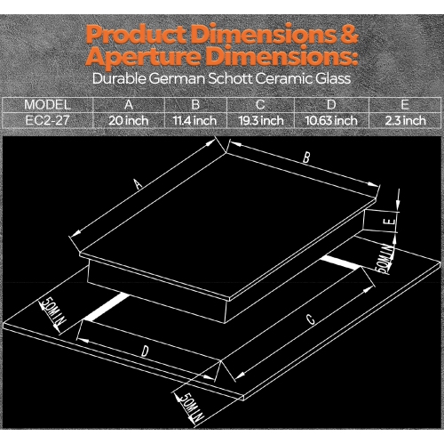 Ramblewood 2 Burner Electric Cooktop, EC2-30, UL rated German EGO burner.
