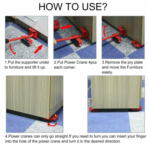 Furniture Lifter Mover Tool Set - Heavy Duty Furniture Lifter with 4 Sliders for Easy and Safe Moving, 360 Degree Rotatable Pads, Suitable for Sofas,