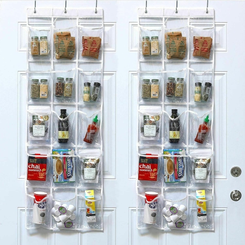 ISTAR  2 Pack Houseware 15 Pockets Large Clear Pockets Over The Door Hanging Shoe Organizer