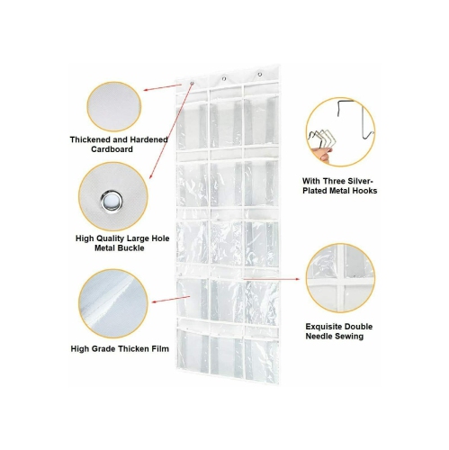 ISTAR 2 Pack Houseware 15 Pockets Large Clear Pockets Over The Door Hanging Shoe Organizer