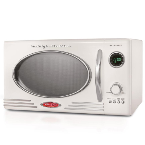 NOSTALGIA  Rmo4Ivy Retro 0.9 Cubic Foot 800-Watt Countertop Microwave Oven - In White