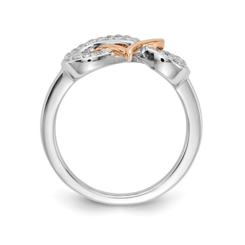 14K White and Rose Gold Infinity Heart Promise Ring with Diamonds
