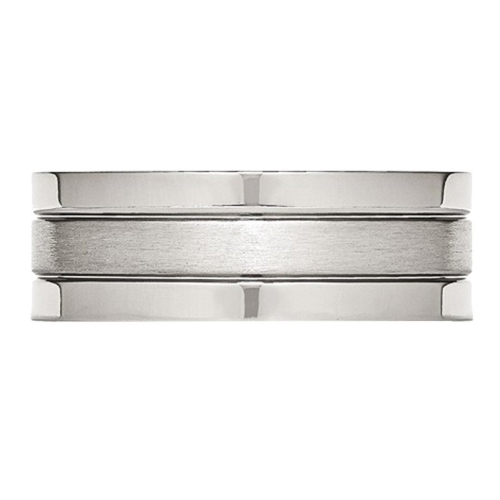 Mens Chisel 8mm Satin Stainless Steel Comfort Fit Wedding Band Ring