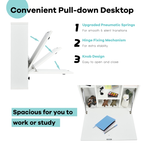 Costway Wall-Mount Floating Desk Foldable Space Saving Laptop Workstation