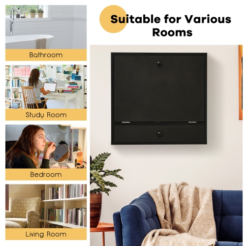 Costway Wall-Mount Floating Desk Foldable Space Saving Laptop Workstation