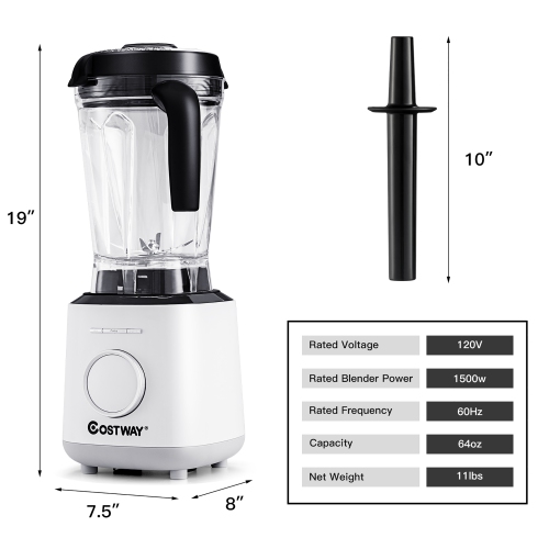 Costway 1500W Countertop Smoothies Blender 10 Speed w/ 6 Pre-Setting Programs