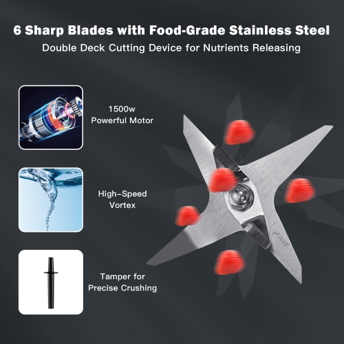 Costway 1500W Countertop Smoothies Blender 10 Speed w/ 6 Pre-Setting Programs