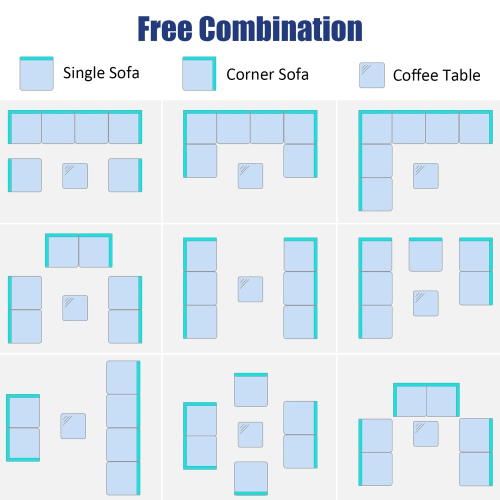 Salon de jardin en résine tressée 7 pièces Costway
