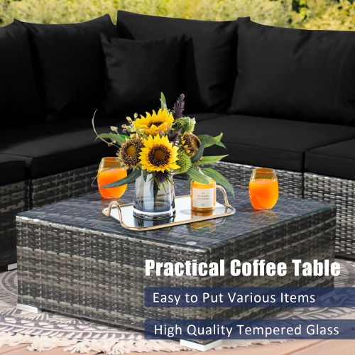 Salon de jardin en résine tressée 7 pièces Costway