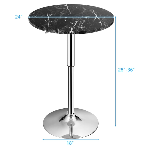 Costway 6PCS Round Bistro Bar Table Height Adjustable 360-degree Swivel