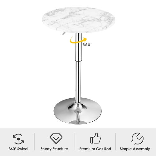 Costway 6PCS Round Bistro Bar Table Height Adjustable 360-degree Swivel