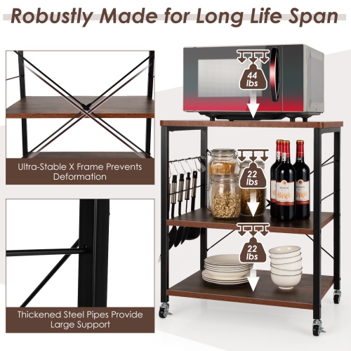 Desserte à roulettes pour micro-ondes Costway