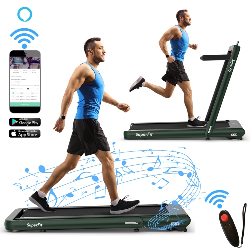 SuperFit 4.75HP 2 In 1 Folding Treadmill W/Remote APP Control Bluetooth