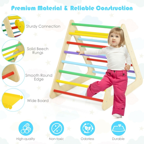 Gymax 5 in 1 Toddler Playing Set Kids Climbing Triangle & Cube Play Equipment