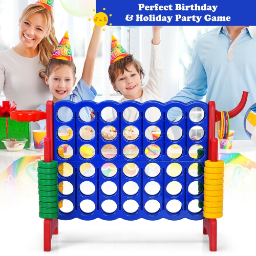 Jeu de 4 à la suite 76 cm, Jeu géant avec anneaux de basket-ball pour extérieur et intérieur Gymax