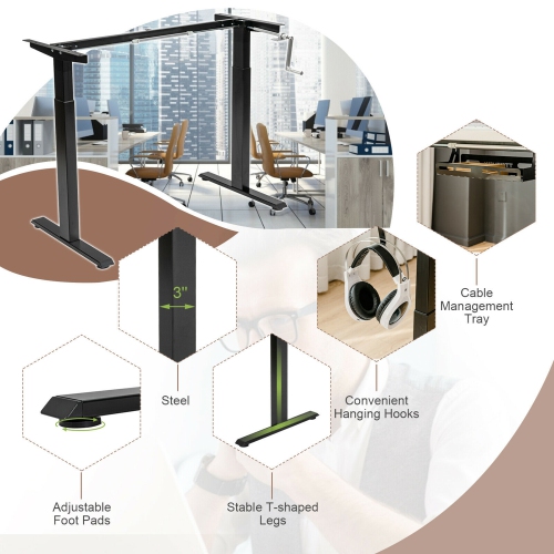 Gymax Hand Crank Sit to Stand Desk Frame Height Adjustable Standing Base