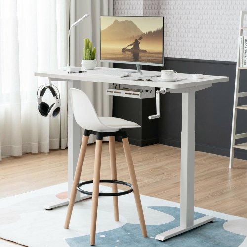 Gymax Hand Crank Sit to Stand Desk Frame Height Adjustable Standing Base