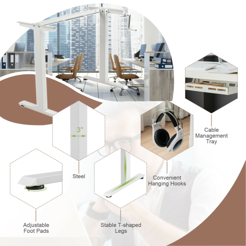 Gymax Hand Crank Sit to Stand Desk Frame Height Adjustable Standing Base