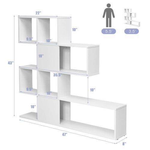 Gymax 5-Tier Bookshelf Corner Ladder Bookcase Display Storage Rack White