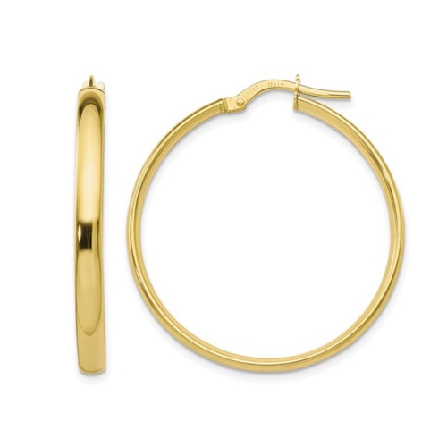 GEM AND HARMONY  10K Gold Hoop Earrings 1 1/4 Inches (3Mm) In Yellow