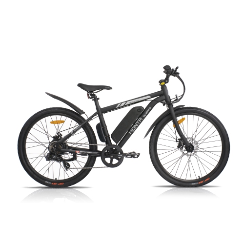 Emmo Monta B - 26inch Power-Assist Bicycle - 500W Electric Mountain Bike - 5 Pedal-Assist Levels + Throttle Power - 12.5Ah Lithium-Ion - Black