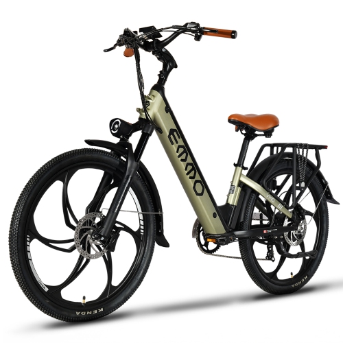 EMMO  Vmo Pro Electric Bike - Step Thru Commuter Bike 500W - Ul 2849 Certified - 48V17.5Ah Battery - Olive - Quick Release Adjustable Handlebar Stem