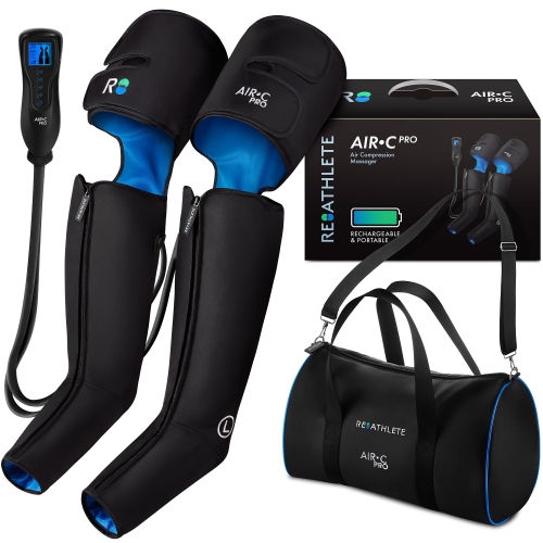 REATHLETE AIR-C PRO Leg Massager | Rechargeable & Portable Sequential Compression Device with Digital Controller & Bag | New Sleeve Design SCD Machin