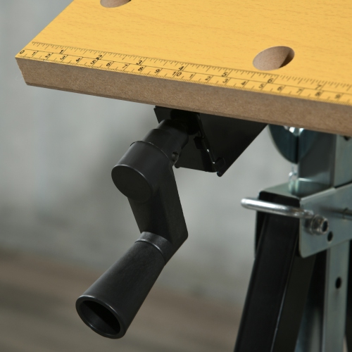 HOMCOM Portable Work Bench, Workshop Tool Stand with 6-Level Height Adjustable Work Table, Carpenter Saw Table with 4 Clamps, Steel Frame, 220lbs