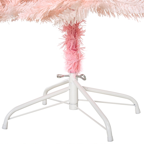 Homcom Sapin de Noël artificiel de 2,1 m Décoration de maison de vacances avec support en métal, ouverture automatique, blanc et rose