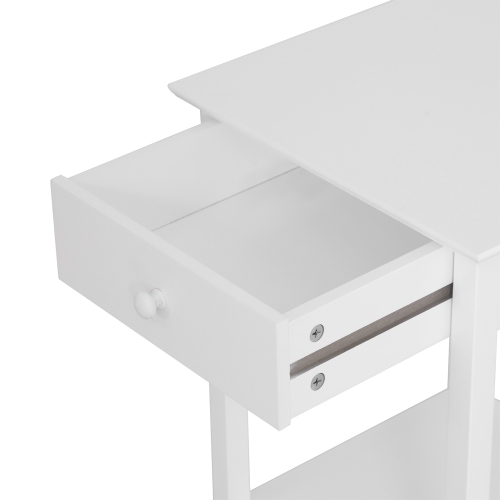 HOMCOM Modern Nightstand, Side Table with Drawer and Storage Shelf, End Table for Living Room, 15.4" x 15.4" x 24", White