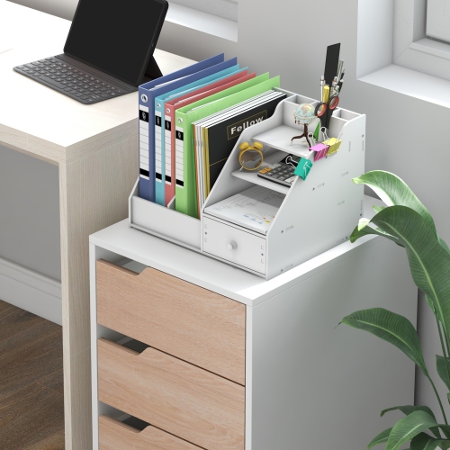 HOMCOM 3 Drawer File Cabinet, Mobile Vertical Filing Cabinet with Wheels, Printer Stand with Storage for Home Office, Oak