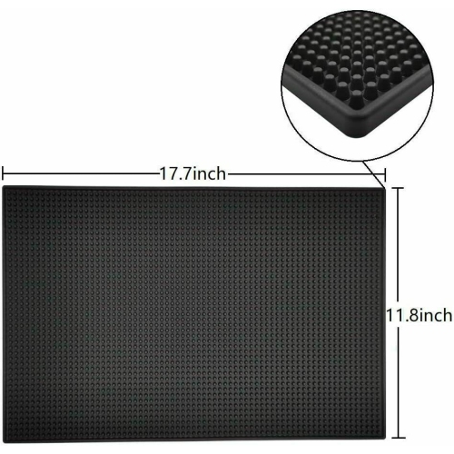 ISTAR Bar Mat for Cocktail and Coffee Bar 18" x 12" Rubber Bar Service Spill Mat for Cocktail Bartender Set of 2 Coffee Bar or Countertop Mats Glass