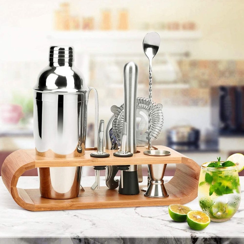 ISTAR Bartender Kit With Stand - 10 Piece Bar Set Cocktail Shaker Set, Drink Mixer Set For Home Bar With All Bar Accessories - Bar Tool Set, Cocktail