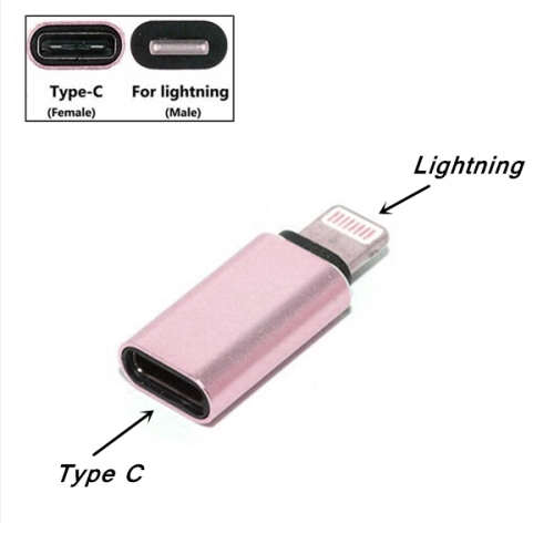 (Paquet de 2) connecteur de convertisseur adaptateur Lightning mâle vers USB-C femelle, rose doré