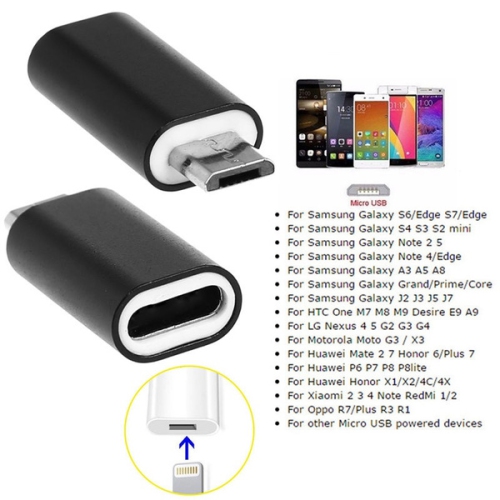 【CSmart】 Lightning Female to Micro USB Male Adapter Converter Connector, Black