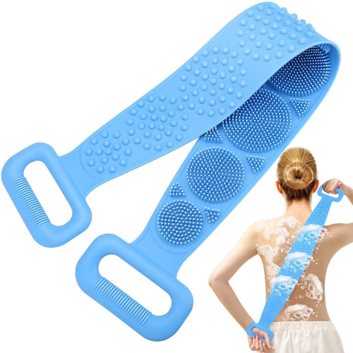 Image 1 of 7.. ISTAR Silicone Bath Body Brush, Exfoliating Long Double Side Silicone Body Back Scrubber, Lathers Well, Eco Friendly